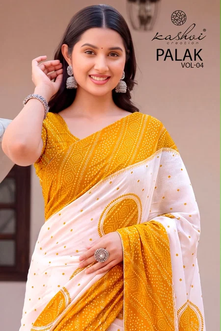 Palak Vol 4 By Kashvi Dull Moss Bandhej Saree 